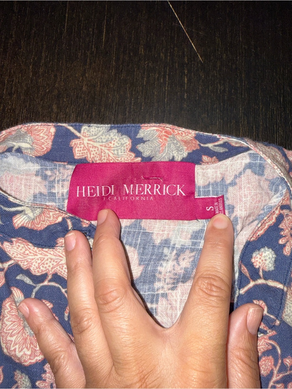 Heidi Merrick Navy Floral Button-Front Top - Picture 5 of 5